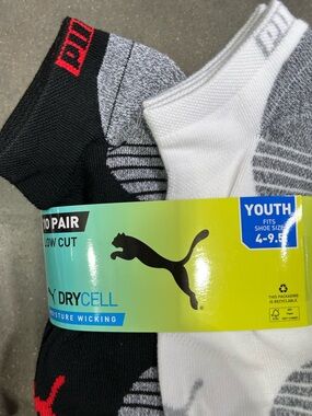 NEW Puma drycell Low cut Socks 10 pair youth fit shoes (4-9.5)